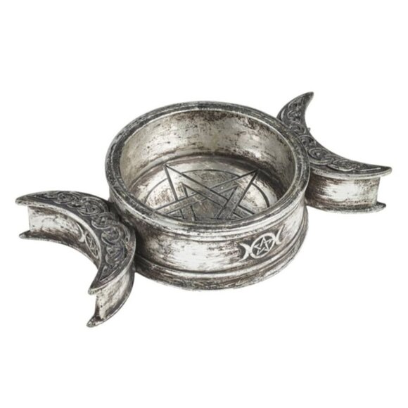 Alchemy Gothic ✦ Triple Moon Trinket Dish ✦ Goddess Cerridwen Altar Décor NWT - Picture 4 of 4